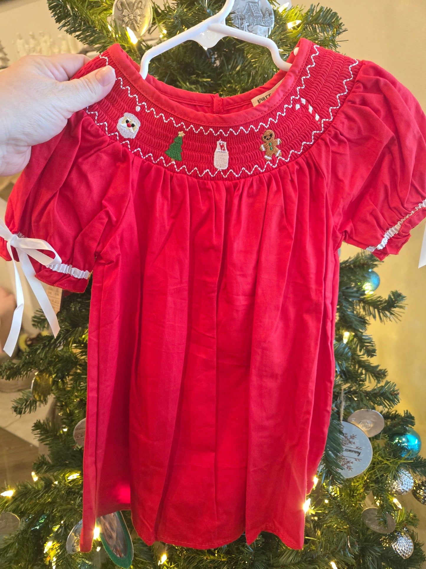 Cookies and Santa Red Smocked Dress Rylee Faith