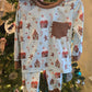 Blue Christmas Gingerbread Boy Pants Set Honeydew