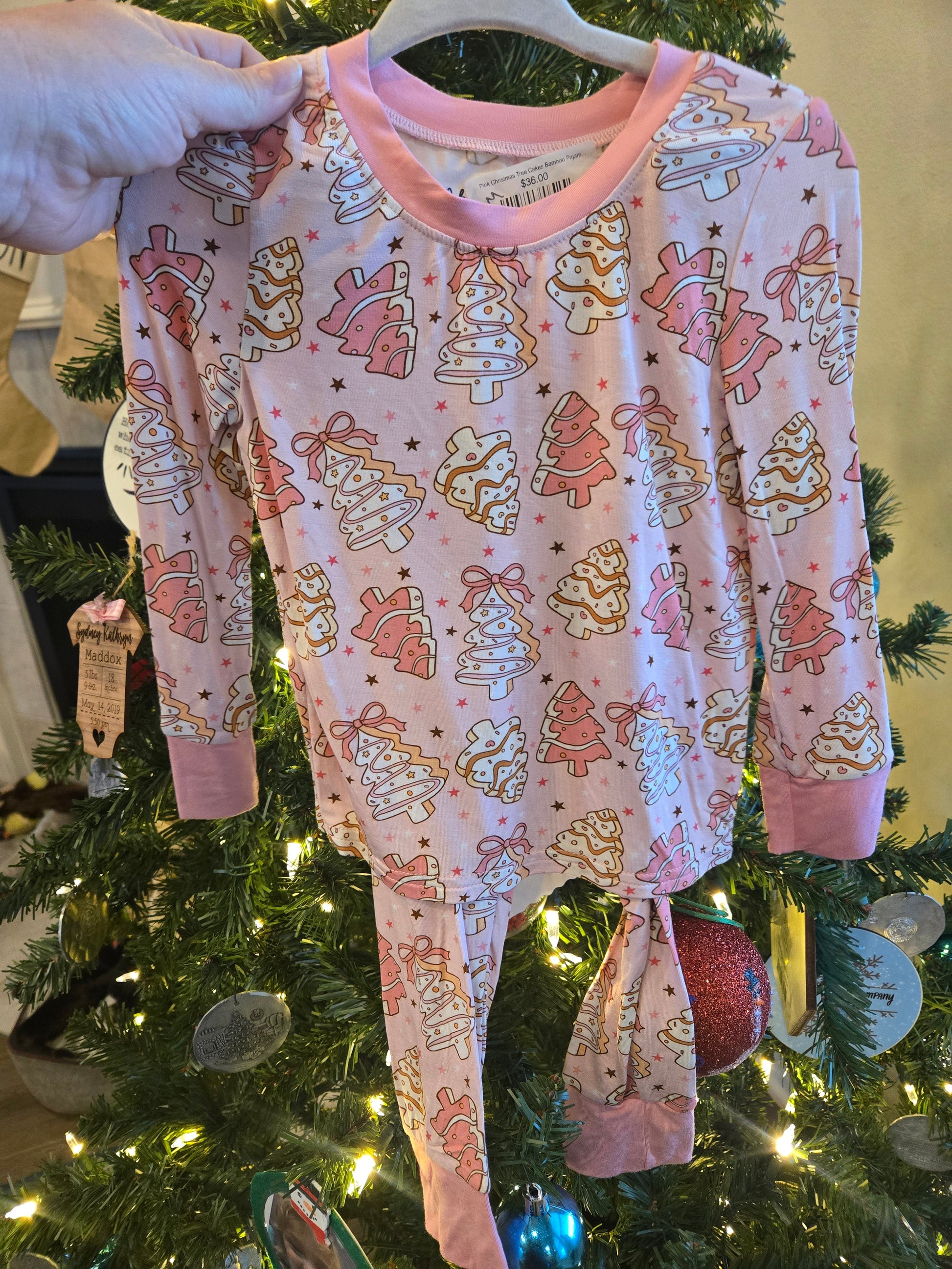 Pink Christmas Tree Cakes Bamboo Pajama Pants Set Honeydew