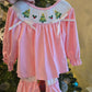 Pink Christmas Tree Smocked Pants Set Honeydew