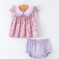 Spring Purple Floral Bow Ruffle Bloomer Set southernsweetpea
