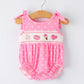 Summer Dessert Smocked Embroidered Pink Romper Rylee Faith