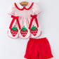 Girls Plaid Smocked Strawberry Applique Shorts Set Rylee Faith