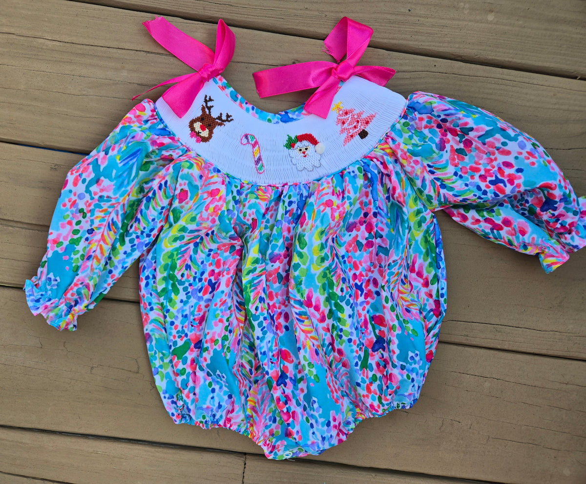 Handsmocked Christmas Paradise Bubble Ambabie
