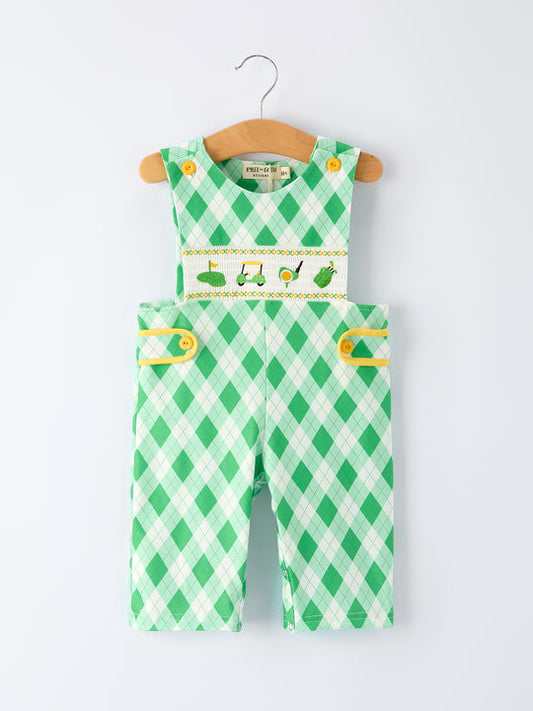 Spring Golf Embroidered Baby Boys Smocked Romper Rylee Faith