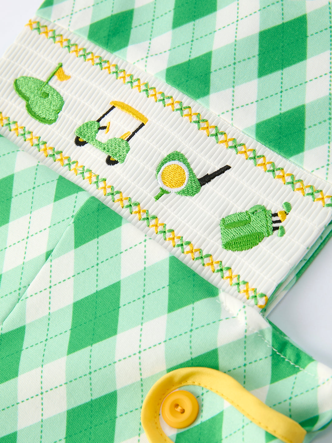 Spring Golf Embroidered Baby Boys Smocked Romper Rylee Faith