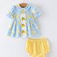 Summer Lemon Print Girls Puff Sleeve Bloomer Set Rylee Faith