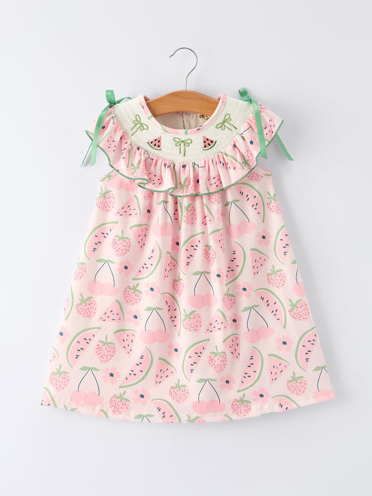 Girls Watermelon Embroidered Smocked Girl Dress Rylee Faith