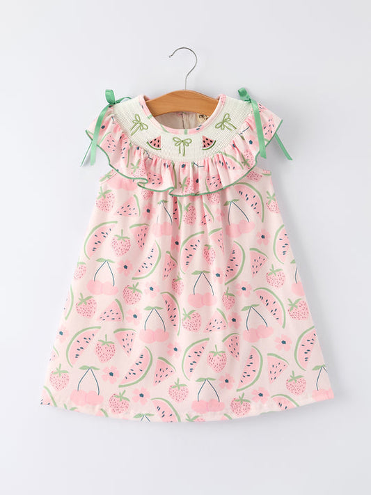 Girls Watermelon Embroidered Smocked Girl Dress Rylee Faith