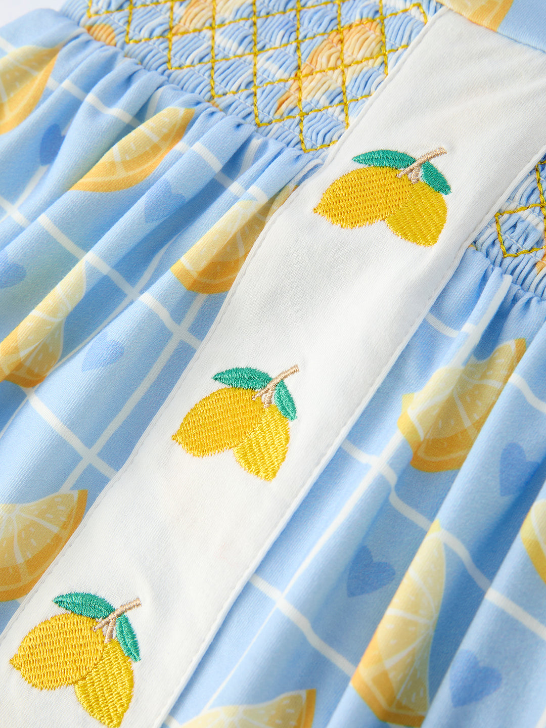 Summer Lemon Print Girls Puff Sleeve Bloomer Set Rylee Faith
