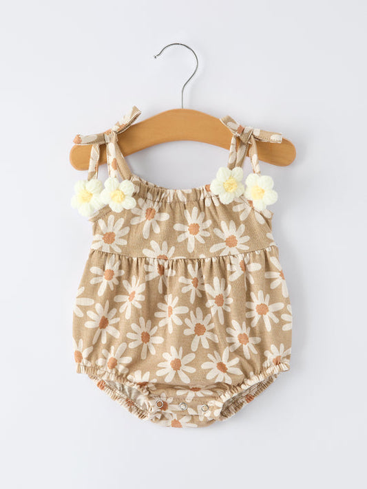 Floral Daisy Baby Girl Spaghetti Strap Romper Rylee Faith