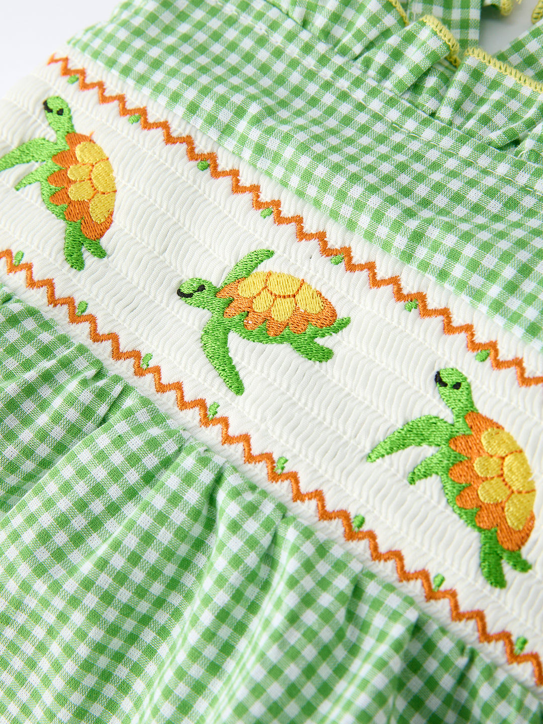 Spring Turtle Smocked Baby Girls Bloomer Set Rylee Faith