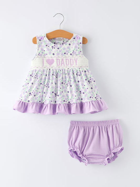 I Love Daddy Purple Floral Bloomer Set southernsweetpea