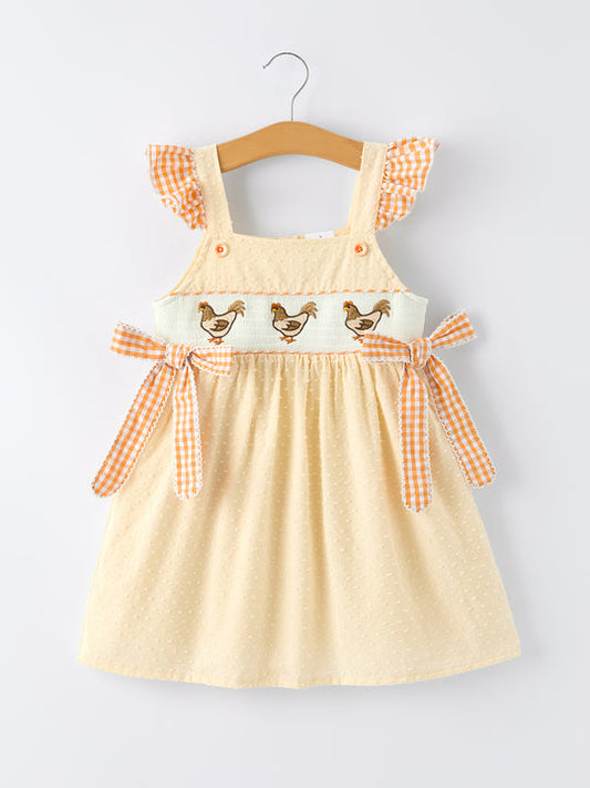 Farm Girl Chicken Smocked Bow Ruffle Dress Rylee Faith