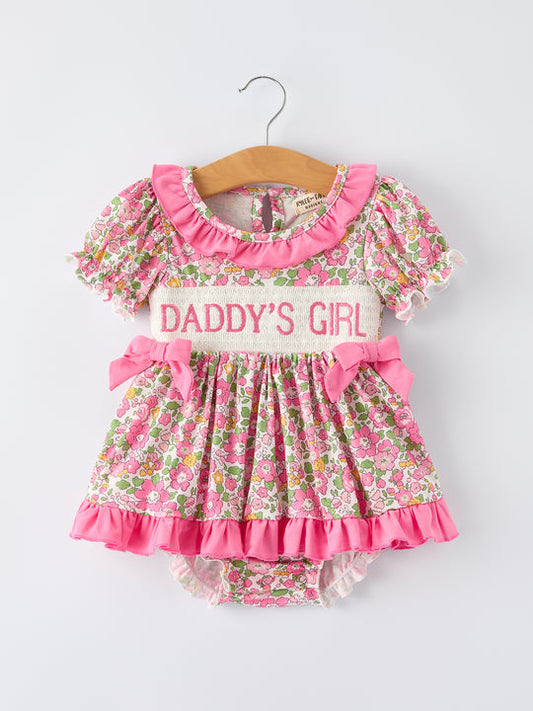 Daddy's Girl Pink Floral Skirted Romper Rylee Faith
