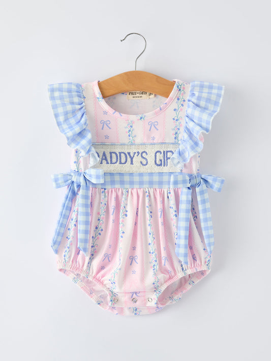 Daddy's Girl Pink Striped Flower Bubble Rylee Faith