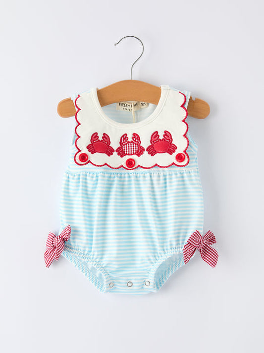 Crab Applique Baby Girl Romper Rylee Faith