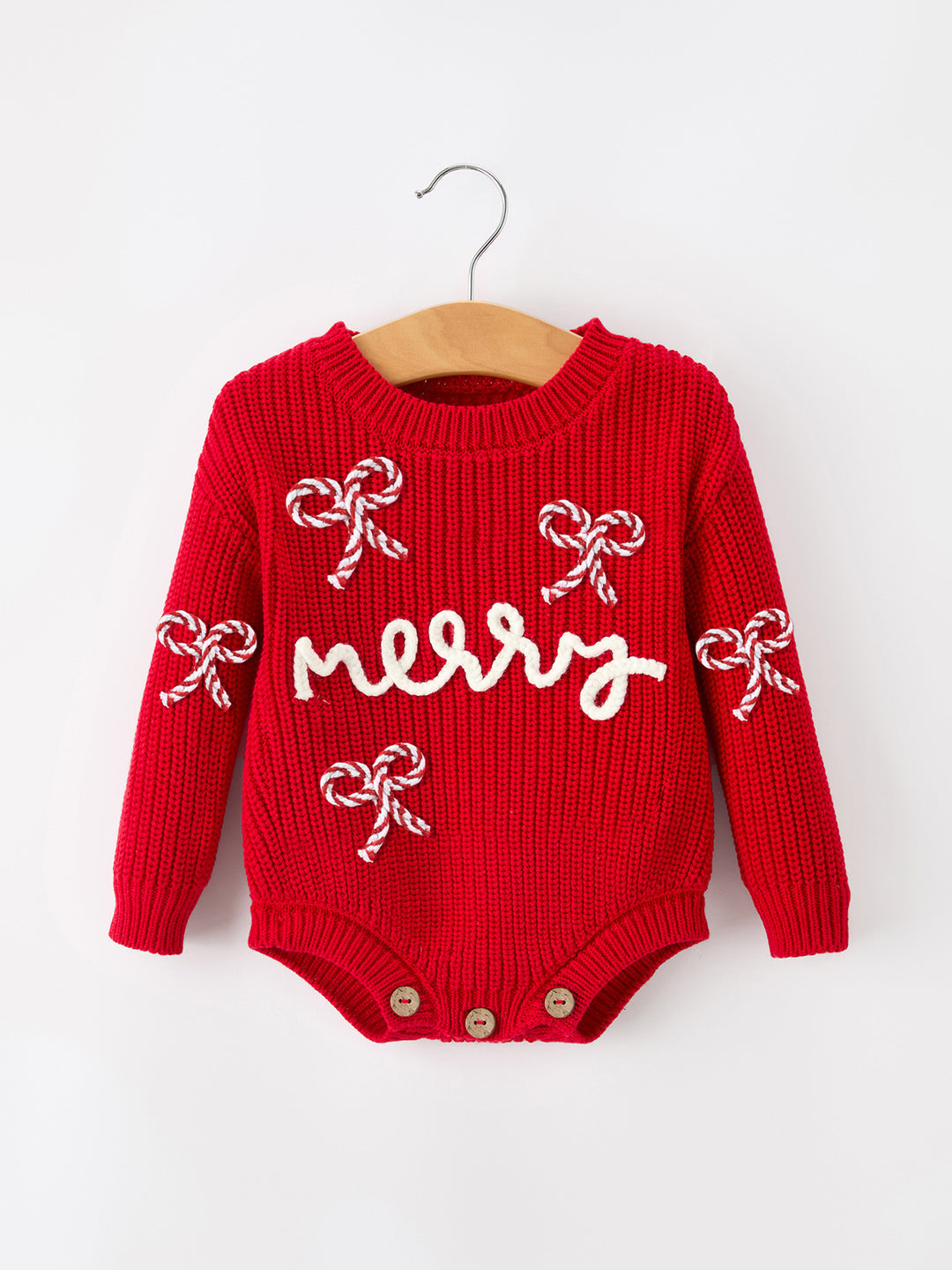 Christmas Candy Cane Merry Knit Baby Romper Rylee Faith