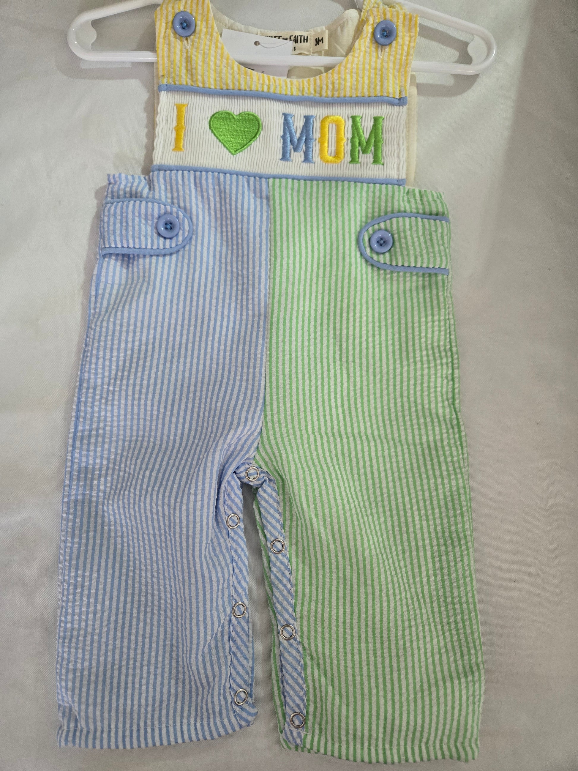 I Love Mom Color Block Seersucker Jonjon Rylee Faith