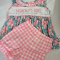 Pink Floral Mommy's Girl Embroidery Ruffle Gingham Shorts Set Honeydew