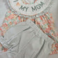 Premium Floral I Love My Mom Embroidery Bloomer Set Honeydew