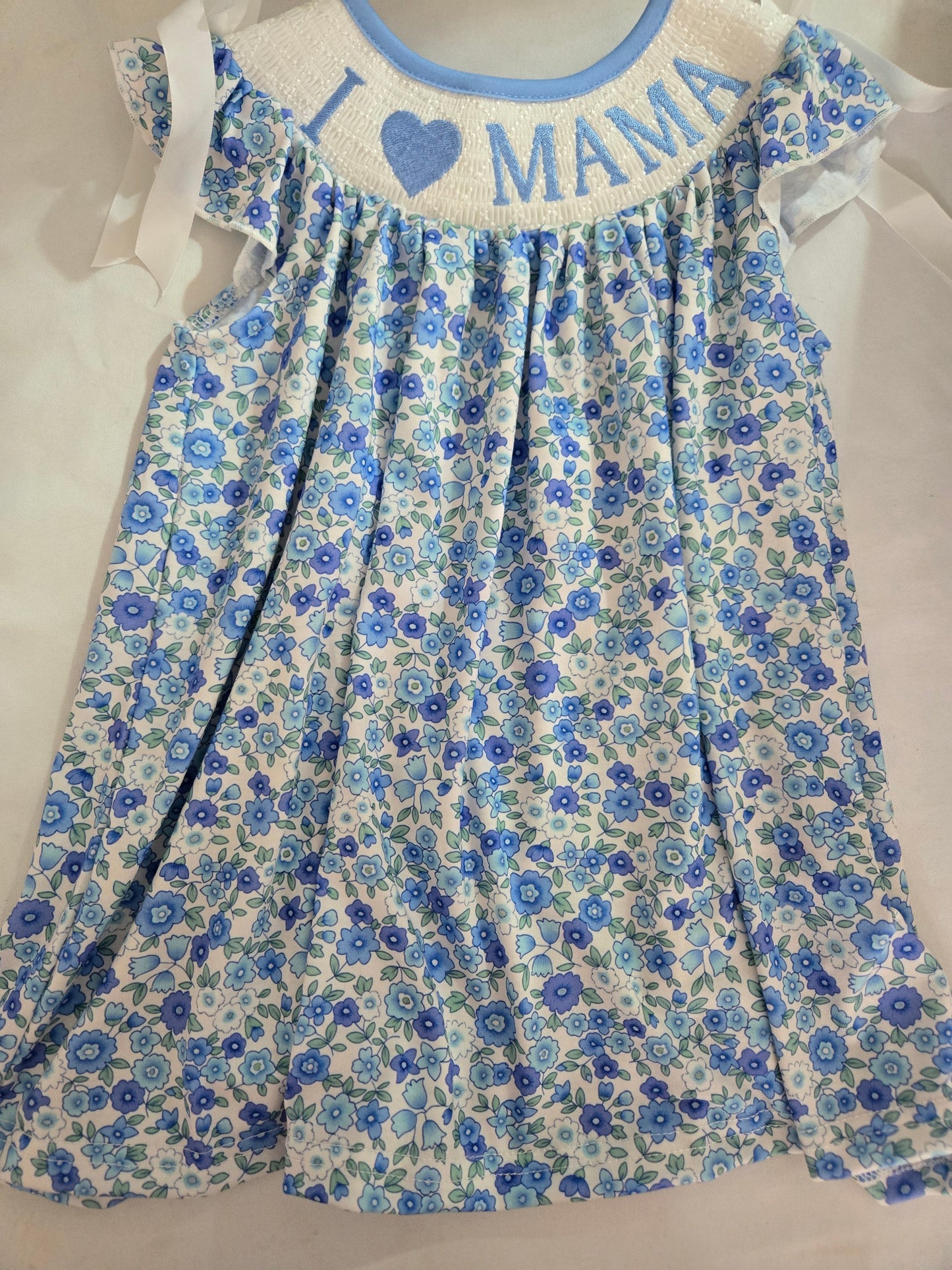 I Love Mama Blue Floral Smocked Dress Rylee Faith