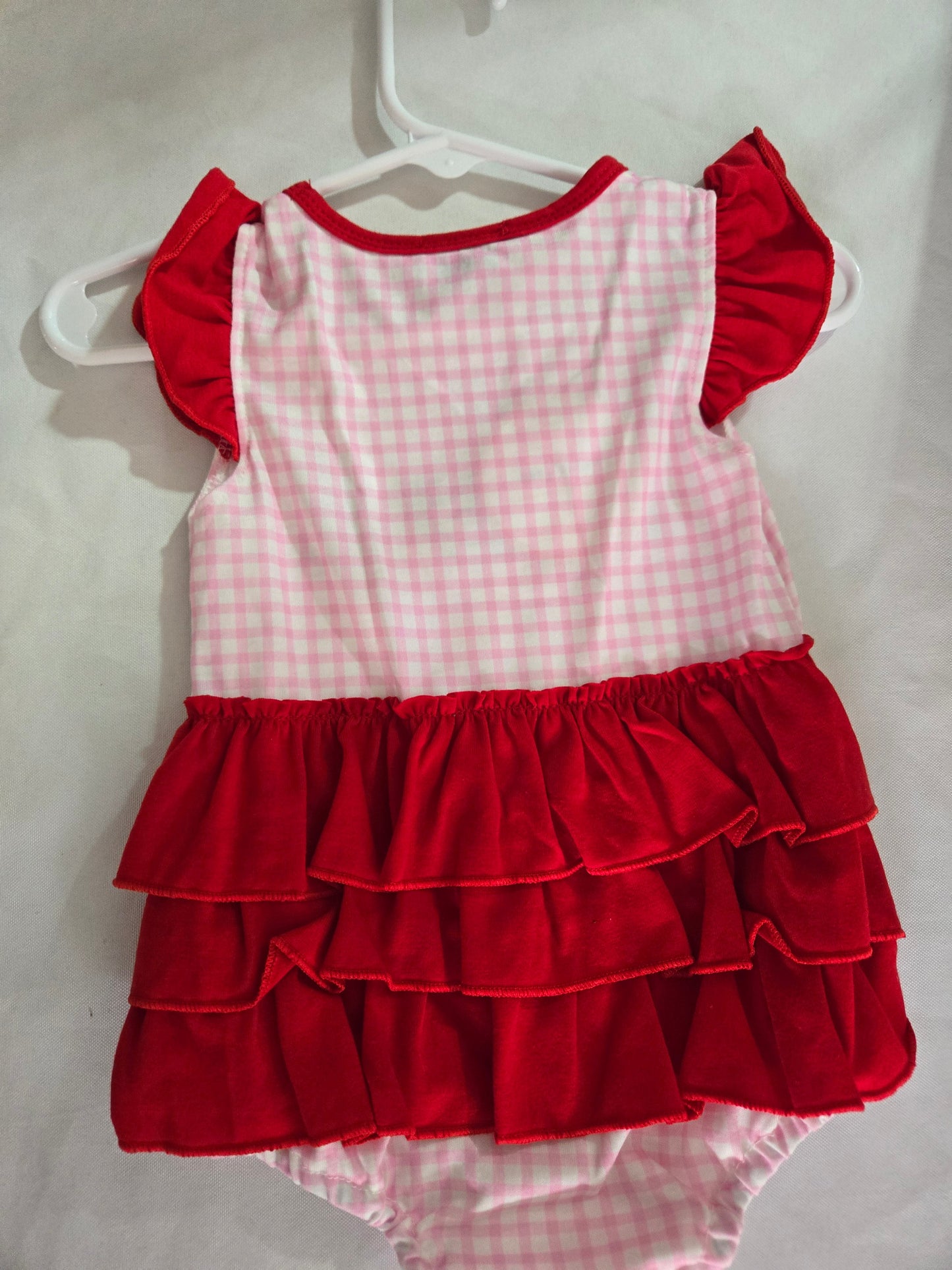 Pink Watermelon Embroidery Ruffle Bubble Honeydew