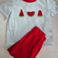 Blue Watermelon Embroidery Shorts Set Honeydew