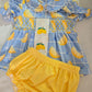 Summer Lemon Print Girls Puff Sleeve Bloomer Set Rylee Faith