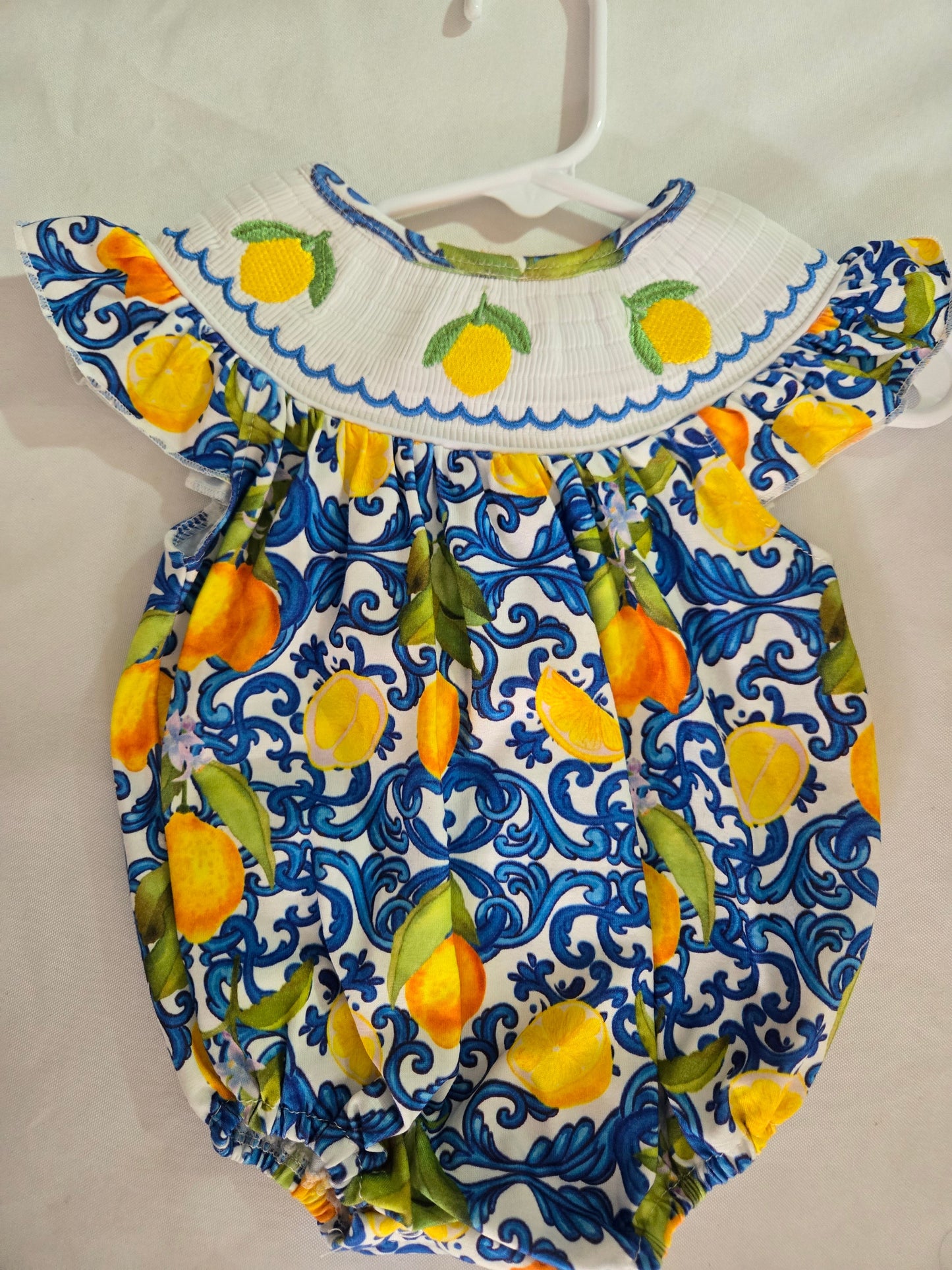 Lemon Smocked Ruffle Romper Honeydew
