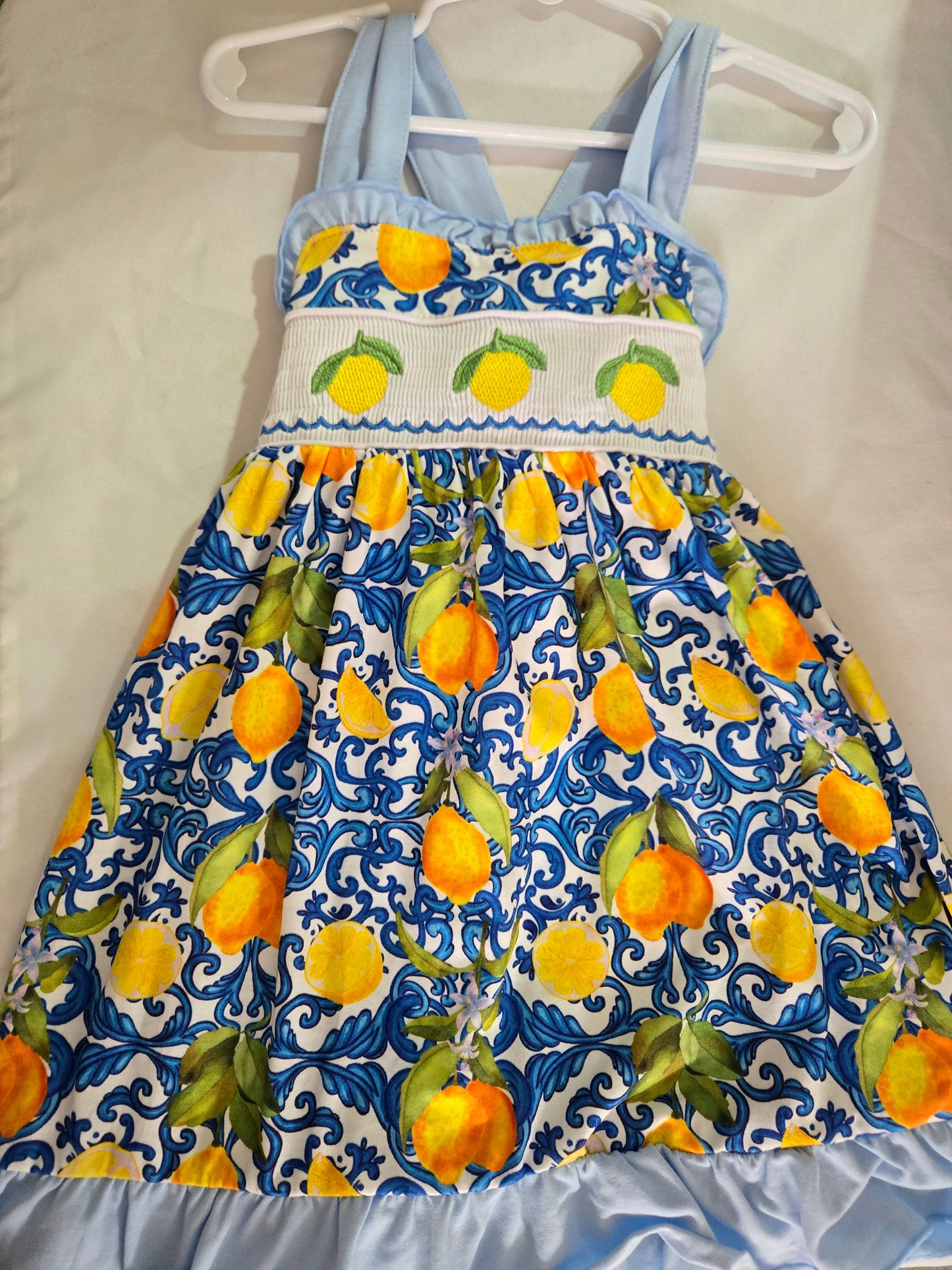 Lemon Smocked Ruffle Dress Honeydew