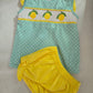Summer Lemon Smocked Bow Bloomer Set Honeydew