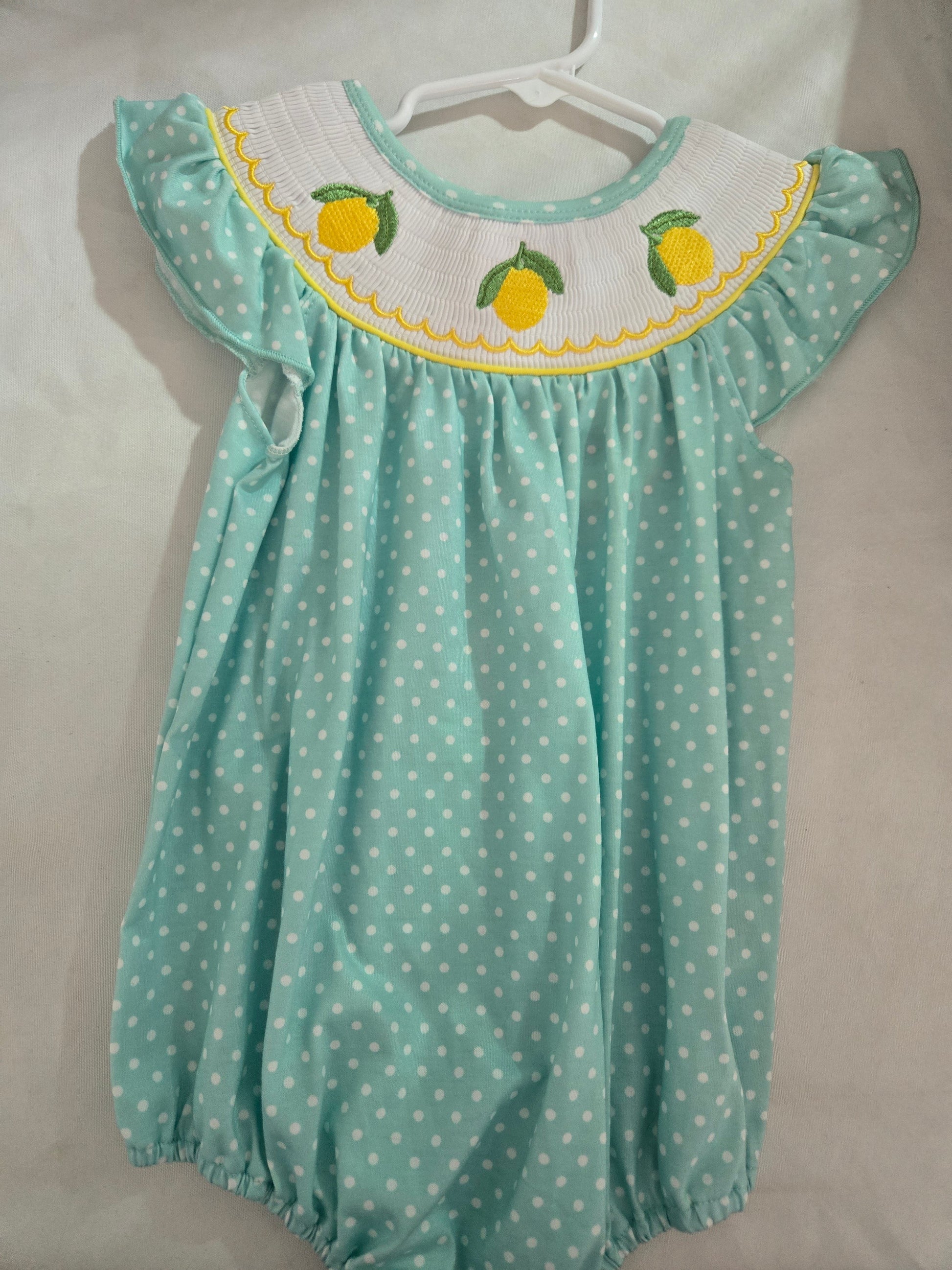 Summer Lemon Smocked Ruffle Bubble Honeydew