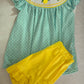 Summer Lemon Smocked Ruffle Shorts Set Honeydew
