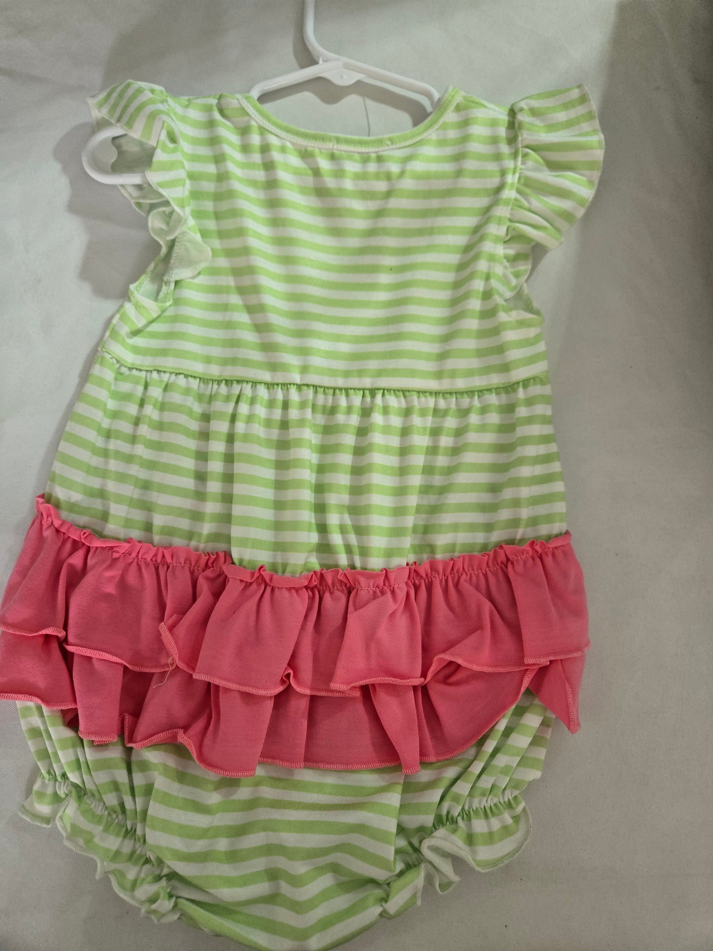 Green Watermelon Applique Ruffle Stripe Bubble southernsweetpea