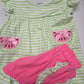 Green Watermelon Applique Ruffle Shorts Set Honeydew