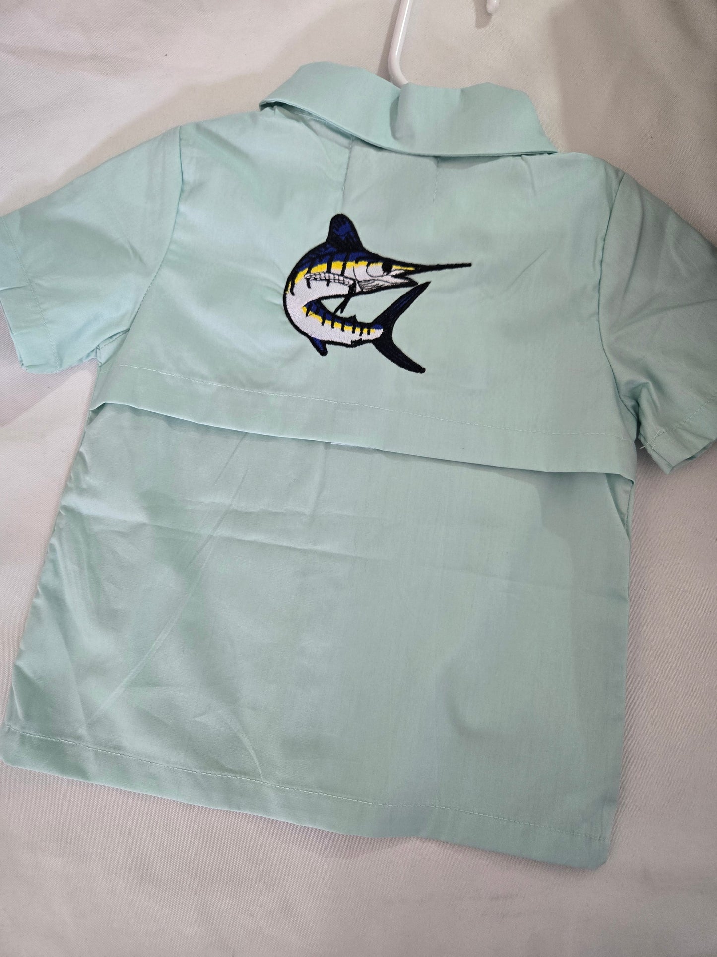 Marlin Fishing Blue Shirt Posh Petites
