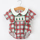 Christmas Tree Plaid Boys Machine Smocked Peter Pan Collar Bubble Rylee Faith