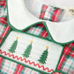 Christmas Tree Plaid Boys Machine Smocked Peter Pan Collar Bubble Rylee Faith