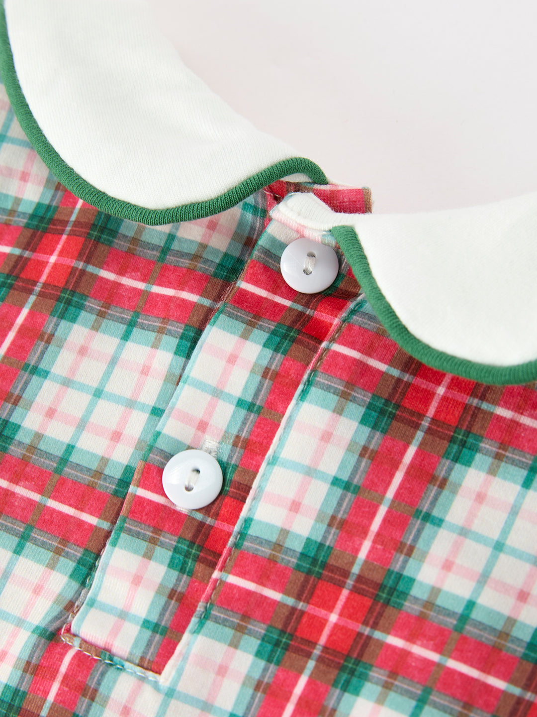 Christmas Tree Plaid Boys Machine Smocked Peter Pan Collar Bubble Rylee Faith