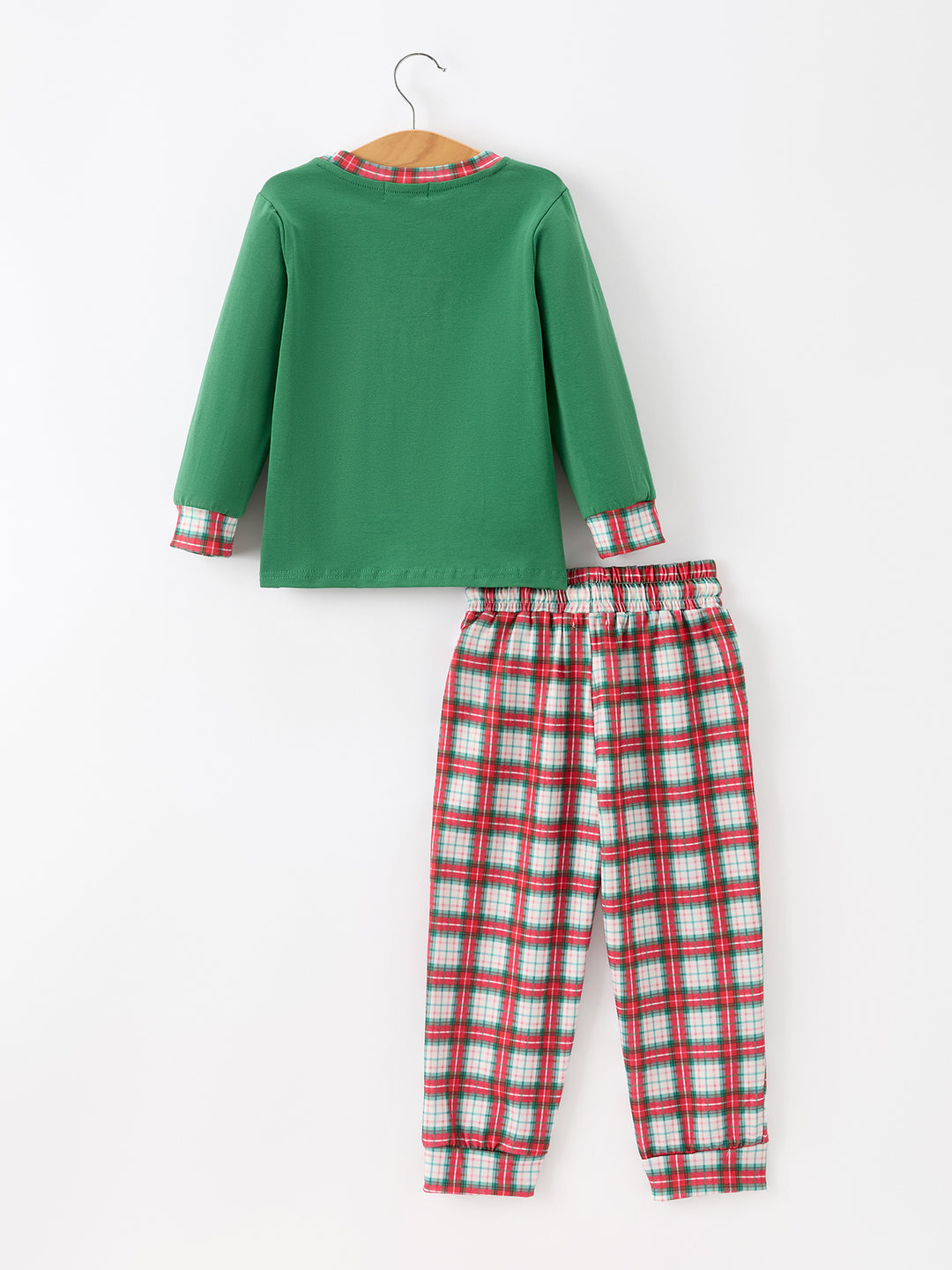 Christmas Tree Plaid Machine Smocked Boys Long Sleeve Pants Set Rylee Faith
