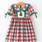 Christmas Tree Plaid Girls Peter Pan Collar Ruffle Dress Rylee Faith