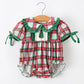 Christmas Tree Plaid Girls Machine Ruffle Peter Pan Collar Bubble Rylee Faith