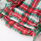 Christmas Tree Plaid Girls Machine Ruffle Peter Pan Collar Bubble Rylee Faith