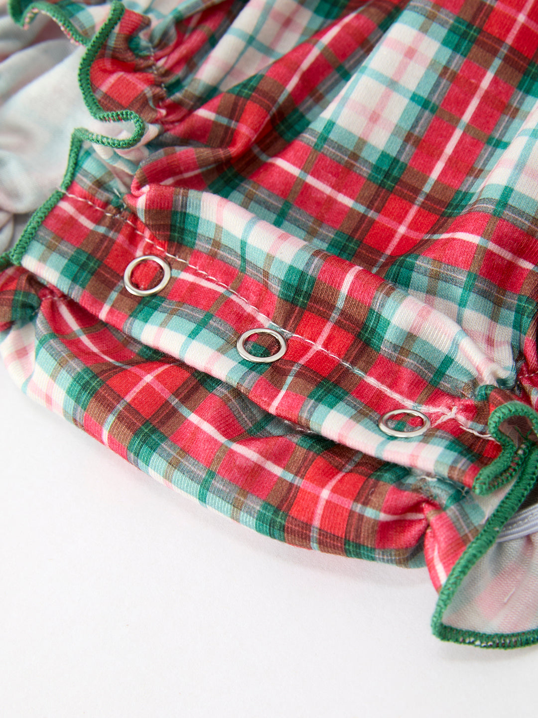 Christmas Tree Plaid Girls Machine Ruffle Peter Pan Collar Bubble Rylee Faith