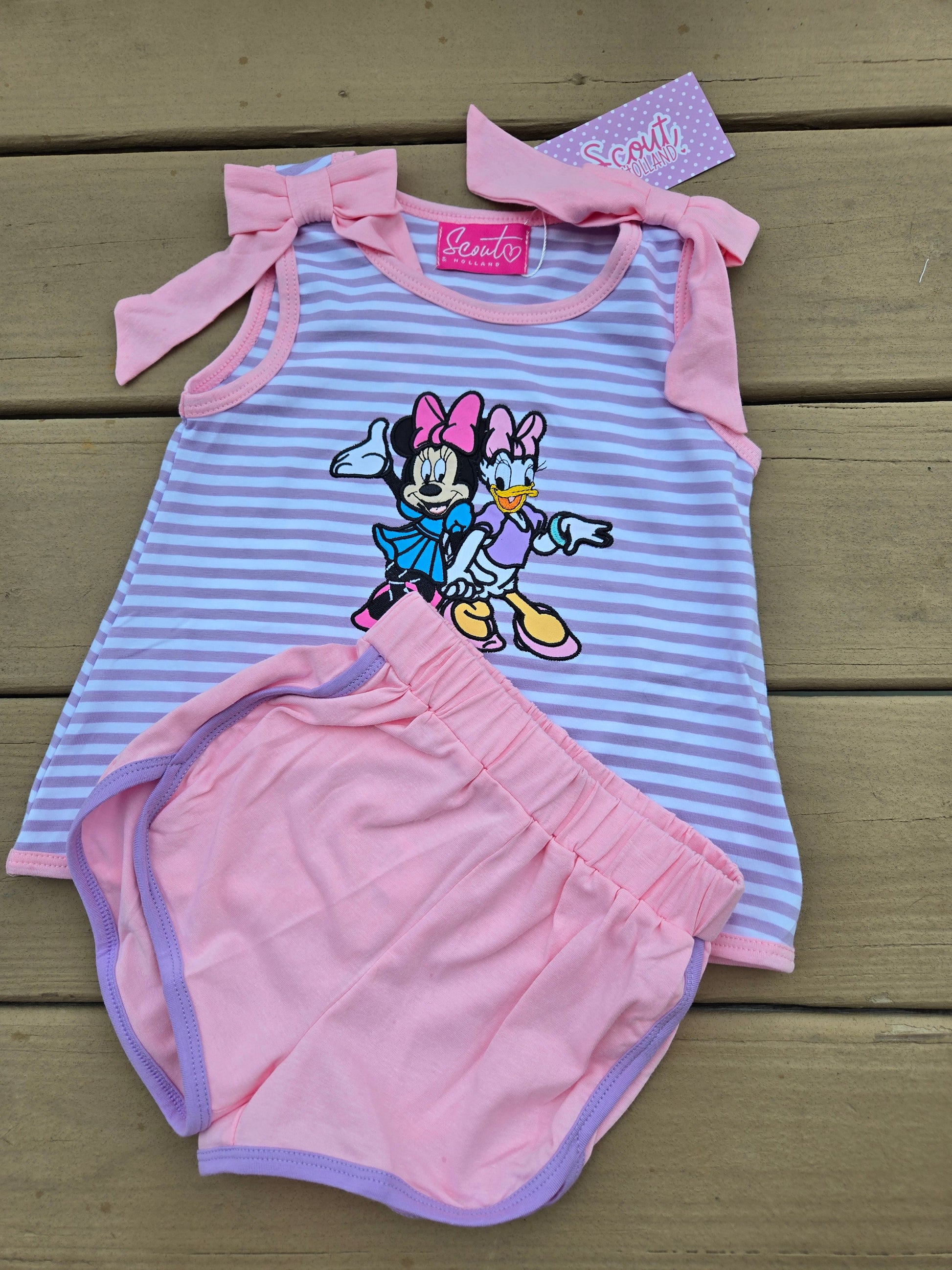 Pink Striped Character 27 Girl Shorts Set Scout and Holland