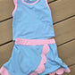 Color Block Blue and Pink Skort Set Tina Su WS Clothing