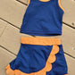 Color Block Navy and Orange Skort Set Tina Su WS Clothing