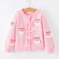 Girl Christmas Pink Santa Bow Knit Cardigan Sweater Rylee Faith