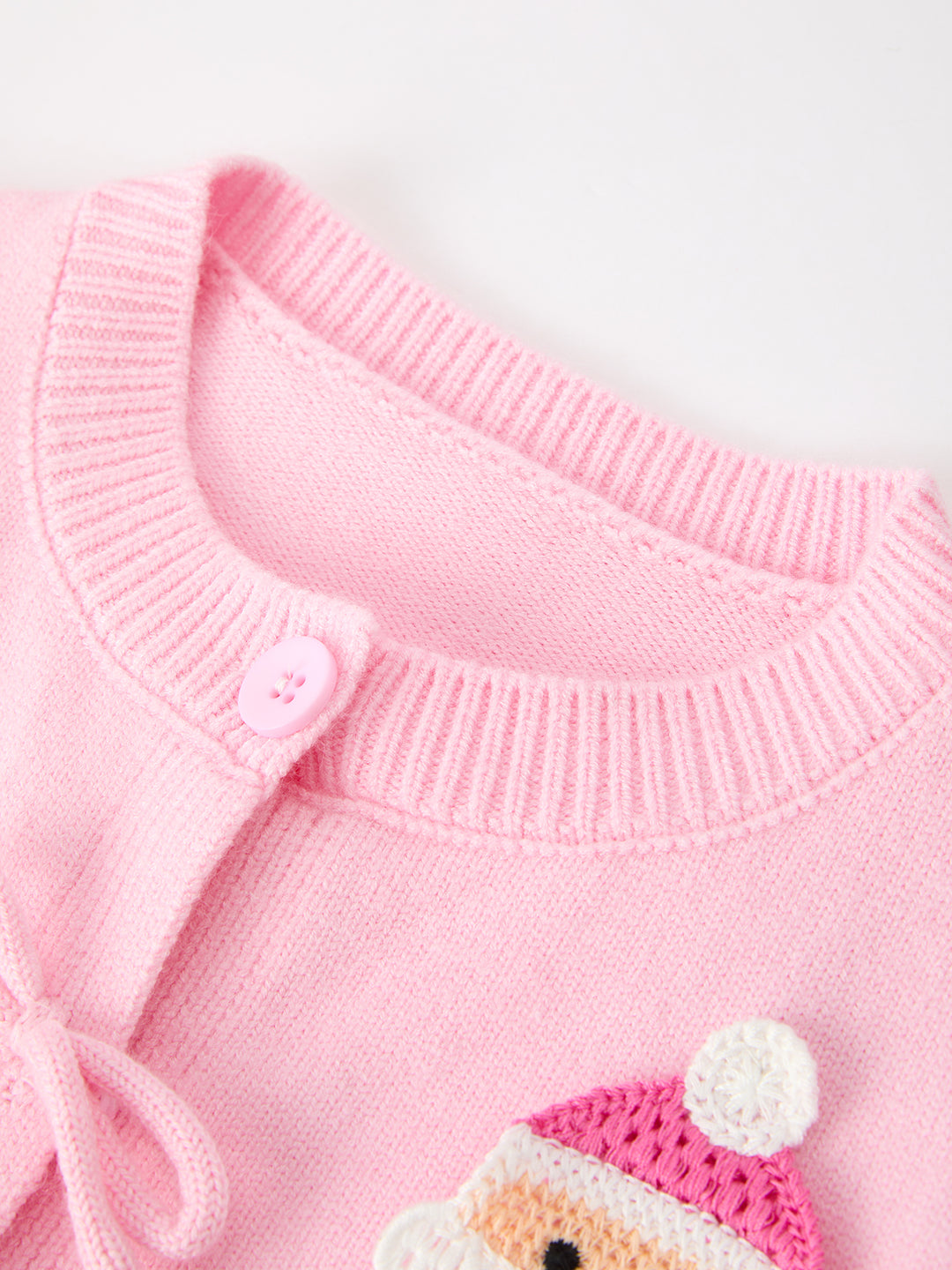 Girl Christmas Pink Santa Bow Knit Cardigan Sweater Rylee Faith